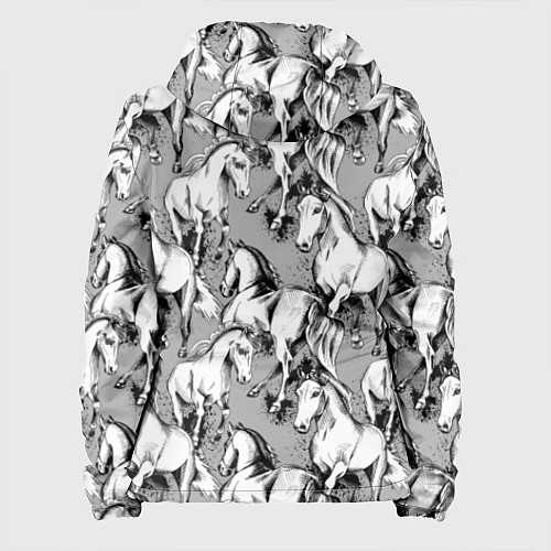 Женская куртка Белые лошади - паттерн / 3D-Черный – фото 2