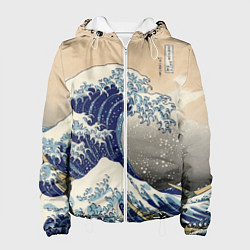Куртка с капюшоном женская Kanagawa Wave Art, цвет: 3D-белый