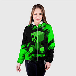 Куртка с капюшоном женская MINECRAFT CREEPER, цвет: 3D-белый — фото 2