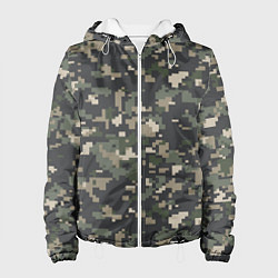 Куртка с капюшоном женская Пиксельный камуфляж, цвет: 3D-белый