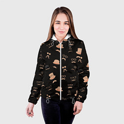 Куртка с капюшоном женская Цилиндр Усы Джентльмен, цвет: 3D-белый — фото 2