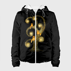 Куртка с капюшоном женская Коты на дереве, цвет: 3D-белый