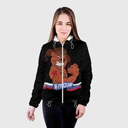 Куртка с капюшоном женская Русский медведь, цвет: 3D-белый — фото 2