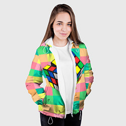 Куртка с капюшоном женская Кубик Рубика, цвет: 3D-белый — фото 2