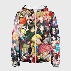 Куртка с капюшоном женская Аниме коллаж, цвет: 3D-белый
