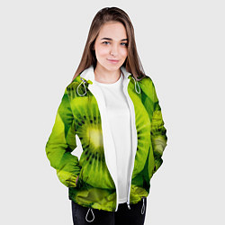 Куртка с капюшоном женская Зеленый киви, цвет: 3D-белый — фото 2