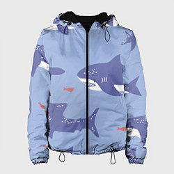 Куртка с капюшоном женская Акулий косяк, цвет: 3D-черный