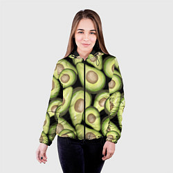 Куртка с капюшоном женская Avocado background, цвет: 3D-черный — фото 2