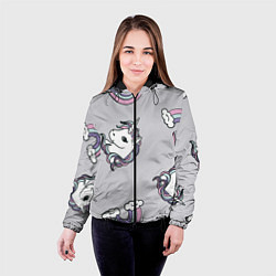 Куртка с капюшоном женская Радужный единорог, цвет: 3D-черный — фото 2