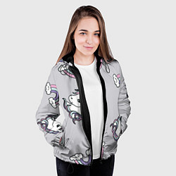 Куртка с капюшоном женская Радужный единорог, цвет: 3D-черный — фото 2