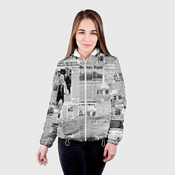Куртка с капюшоном женская Газета Newspaper, цвет: 3D-белый — фото 2