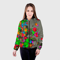 Куртка с капюшоном женская Кубики, цвет: 3D-черный — фото 2