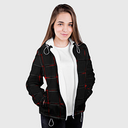 Куртка с капюшоном женская 3D Плиты Red & Black, цвет: 3D-белый — фото 2