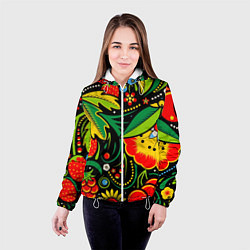 Куртка с капюшоном женская Цветы, цвет: 3D-белый — фото 2