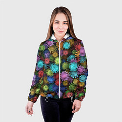 Куртка с капюшоном женская Разноцветные вирусы, цвет: 3D-белый — фото 2