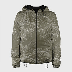 Куртка с капюшоном женская Листья пальмы, цвет: 3D-черный