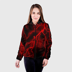 Куртка с капюшоном женская МОЛНИЯ RED NEON, цвет: 3D-черный — фото 2