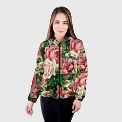Куртка с капюшоном женская ЦВЕТЫ, цвет: 3D-черный — фото 2