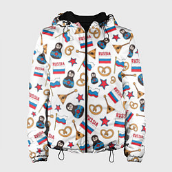 Куртка с капюшоном женская РОССИЯ УЗОР, цвет: 3D-черный
