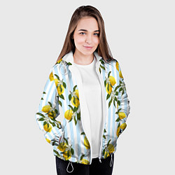 Куртка с капюшоном женская Лимоны, цвет: 3D-белый — фото 2
