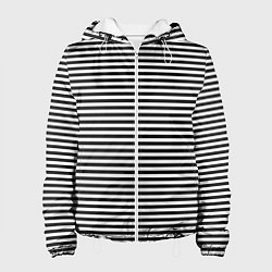 Куртка с капюшоном женская В ЧЕРНО-БЕЛУЮ ПОЛОСКУ, цвет: 3D-белый