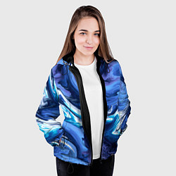 Куртка с капюшоном женская Абстрактные волны, цвет: 3D-черный — фото 2