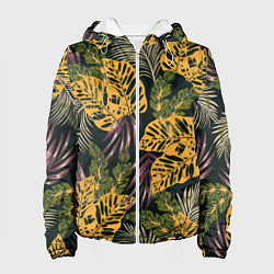 Куртка с капюшоном женская Тропический лес, цвет: 3D-белый