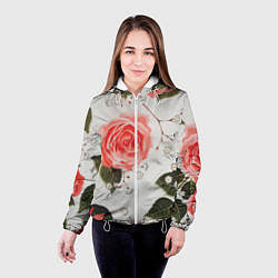 Куртка с капюшоном женская Нежные розы, цвет: 3D-белый — фото 2