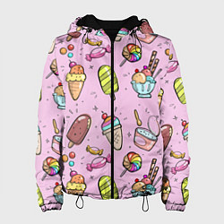 Куртка с капюшоном женская Сладкоежка, цвет: 3D-черный