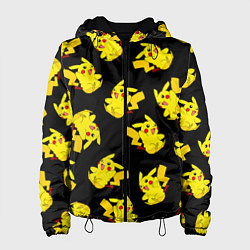 Куртка с капюшоном женская Веселый пикачу, цвет: 3D-черный