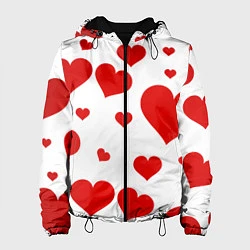 Куртка с капюшоном женская Сердечки, цвет: 3D-черный