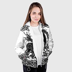 Куртка с капюшоном женская Вендельский олень чёрный 3D, цвет: 3D-белый — фото 2