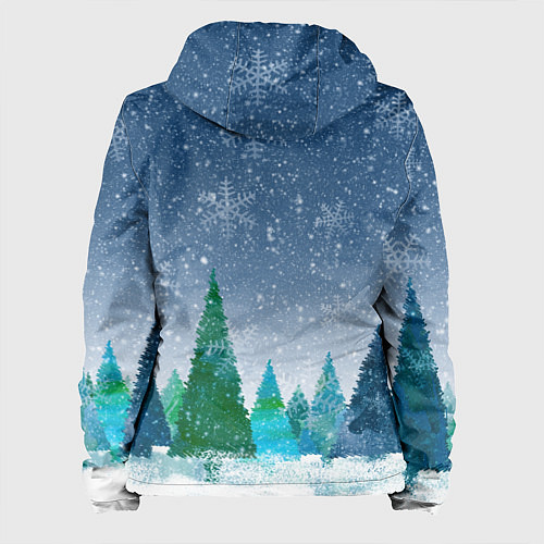 Женская куртка Снежинки в лесу / 3D-Черный – фото 2