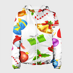 Куртка с капюшоном женская Новый год!, цвет: 3D-белый