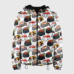 Куртка с капюшоном женская Котики Суши, цвет: 3D-черный