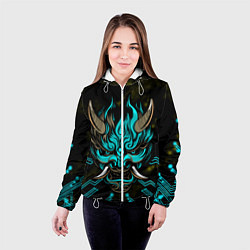 Куртка с капюшоном женская SAMURAI CYBERPUNK 2077, цвет: 3D-белый — фото 2