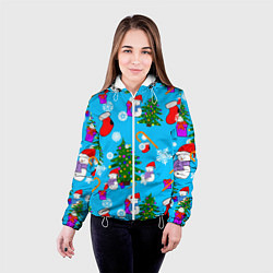 Куртка с капюшоном женская Новый год, цвет: 3D-белый — фото 2