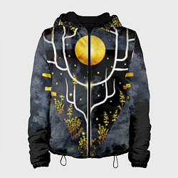 Куртка с капюшоном женская Графит и золото: дерево жизни, цвет: 3D-черный