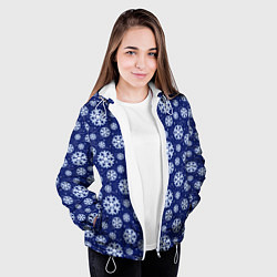 Куртка с капюшоном женская Снежинки, цвет: 3D-белый — фото 2