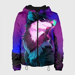 Куртка с капюшоном женская Сказочный волк, цвет: 3D-черный