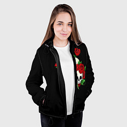 Куртка с капюшоном женская Roses Skulls, цвет: 3D-черный — фото 2