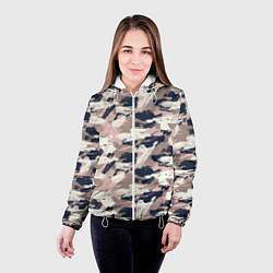 Куртка с капюшоном женская Кремовый камуфляж, цвет: 3D-белый — фото 2