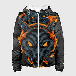 Куртка с капюшоном женская Волк и дракон, цвет: 3D-белый