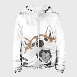 Куртка с капюшоном женская Shiba Inu, цвет: 3D-белый