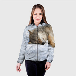 Куртка с капюшоном женская Спящий Волк, цвет: 3D-черный — фото 2