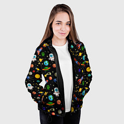 Куртка с капюшоном женская Космос, цвет: 3D-черный — фото 2
