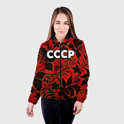 Куртка с капюшоном женская СССР хохлома, цвет: 3D-черный — фото 2