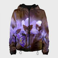 Куртка с капюшоном женская Хрупкий цветок фиалка, цвет: 3D-черный