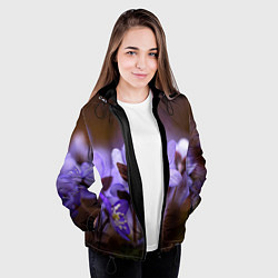 Куртка с капюшоном женская Хрупкий цветок фиалка, цвет: 3D-черный — фото 2