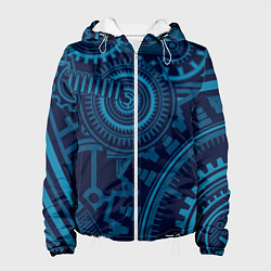 Куртка с капюшоном женская Steampunk Mechanic Blue, цвет: 3D-белый